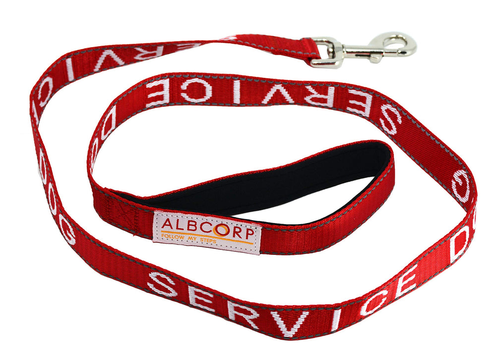 ALBCORP Service Dog Leash with embroidered lettering for clear identification during walks.