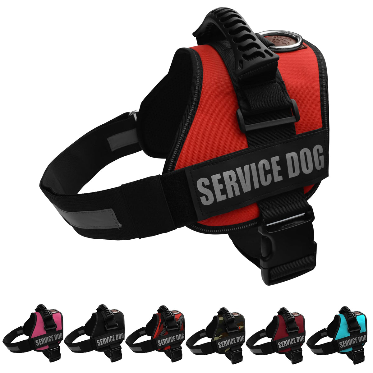 ALBCORP service dog vest front view with reflective trim for visibility.