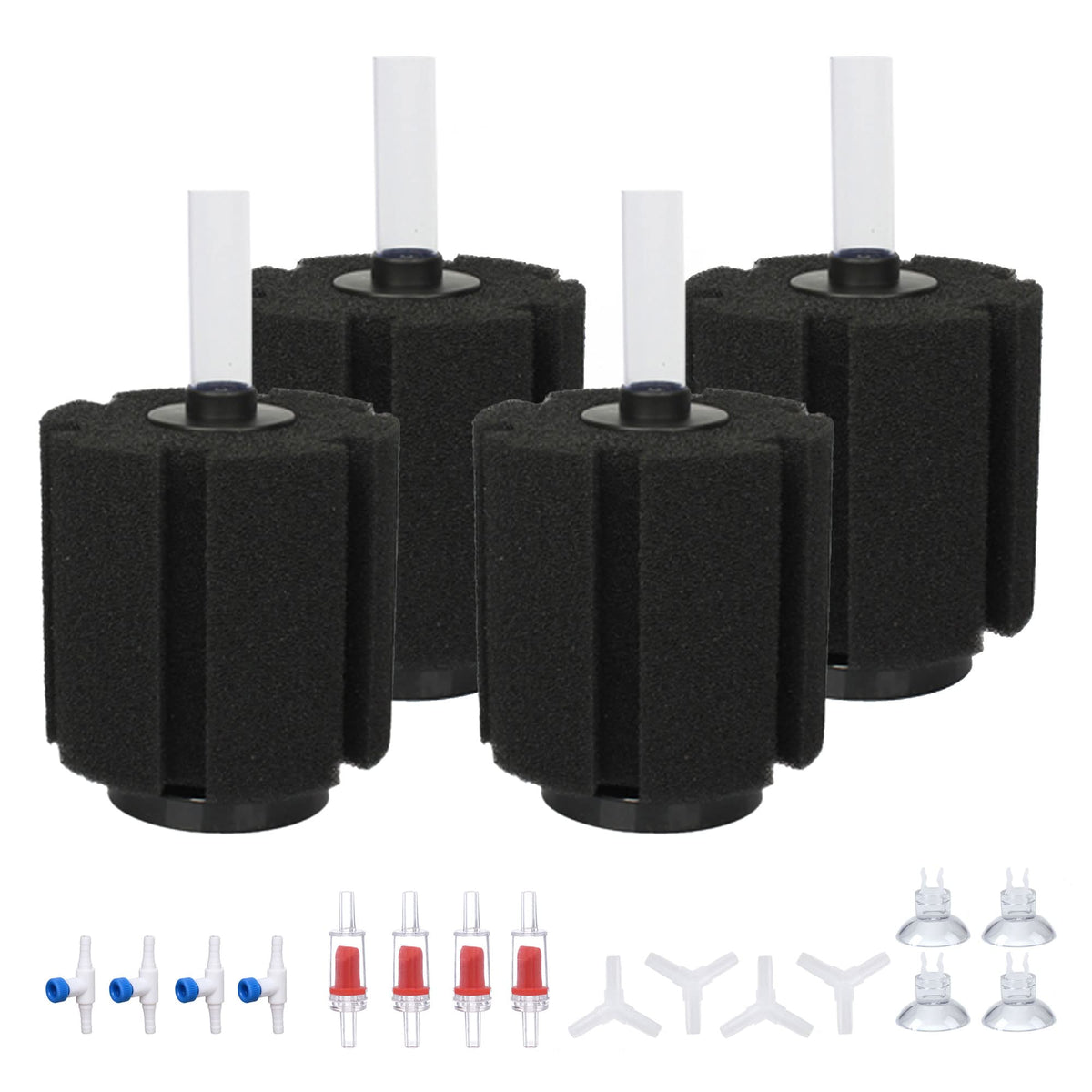 ALEGI 4-piece large sponge filter with suction cups for reliable filtration in a larger tank