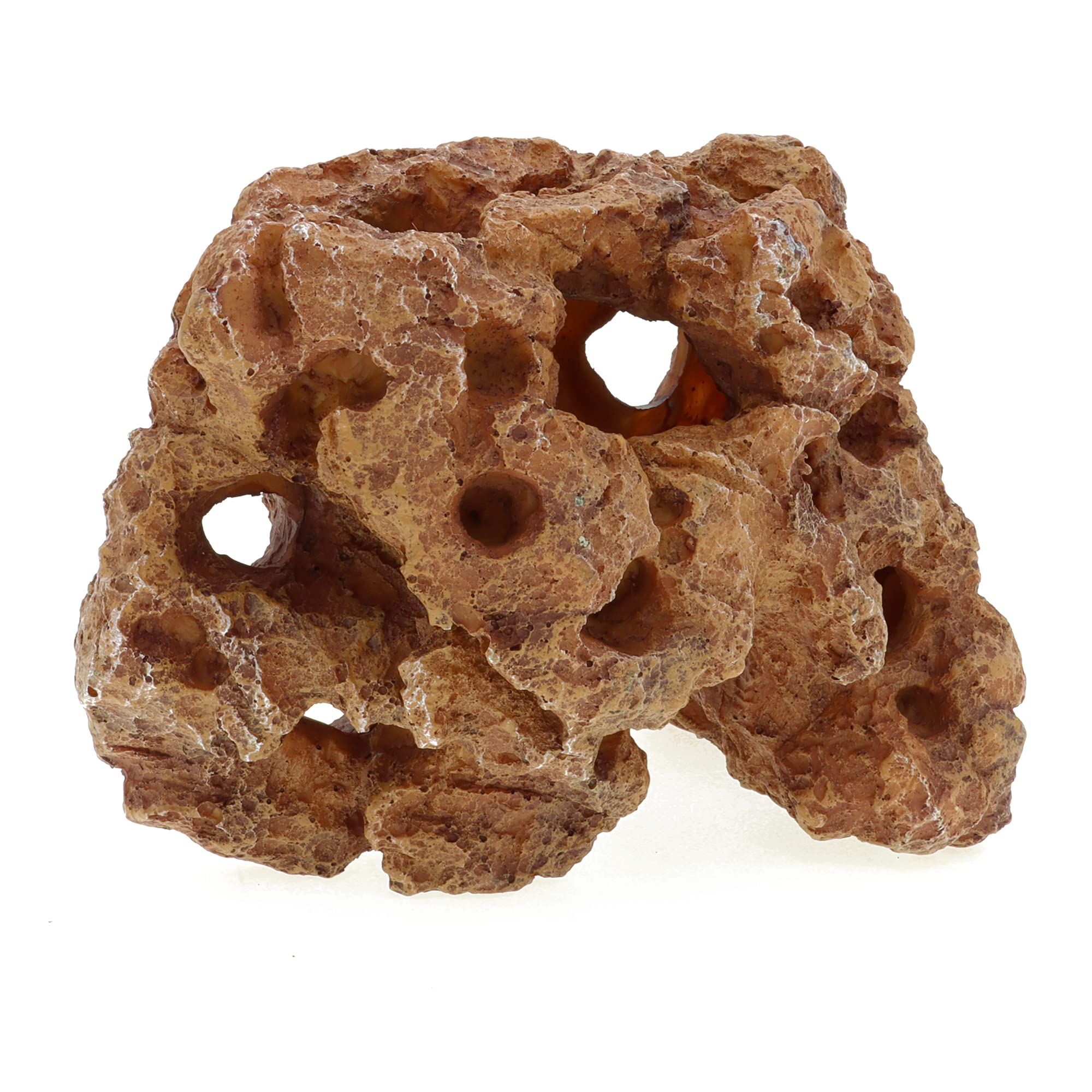 ALEGI detailed carved aquarium rock reef with multiple entrances for fish.