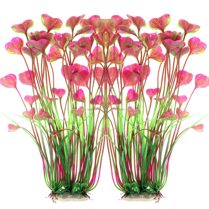 ALEGI red plastic fish-tank plants provide vibrant color and safe hiding for fish