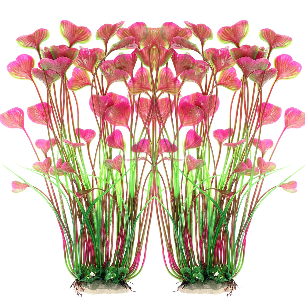 ALEGI red plastic fish-tank plants provide vibrant color and safe hiding for fish