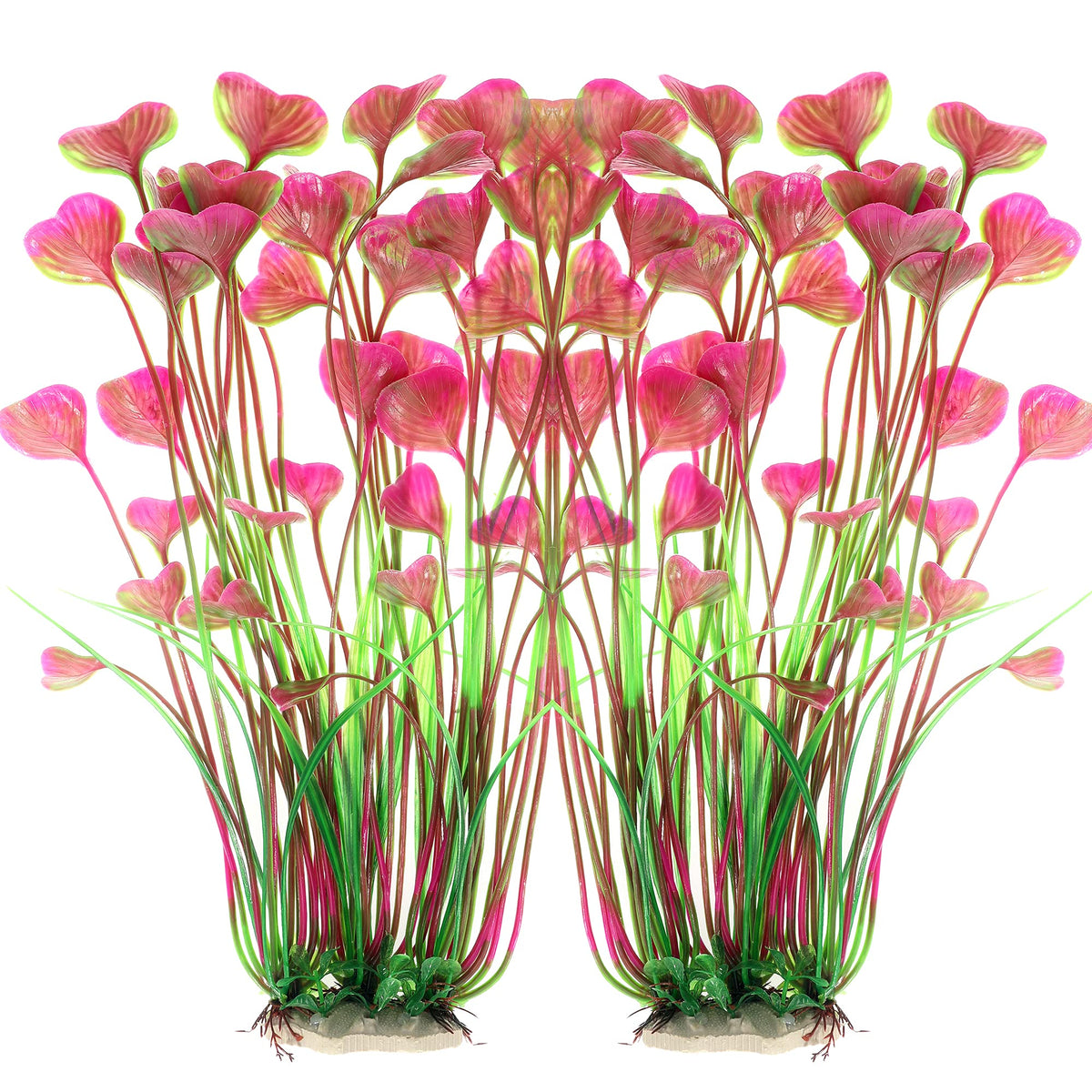 ALEGI red plastic fish-tank plants provide vibrant color and safe hiding for fish