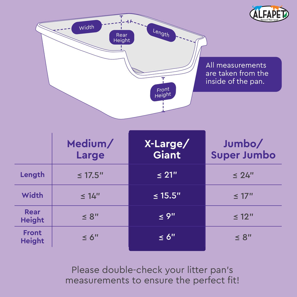Alfapet 36x18 inches liner fits larger boxes.