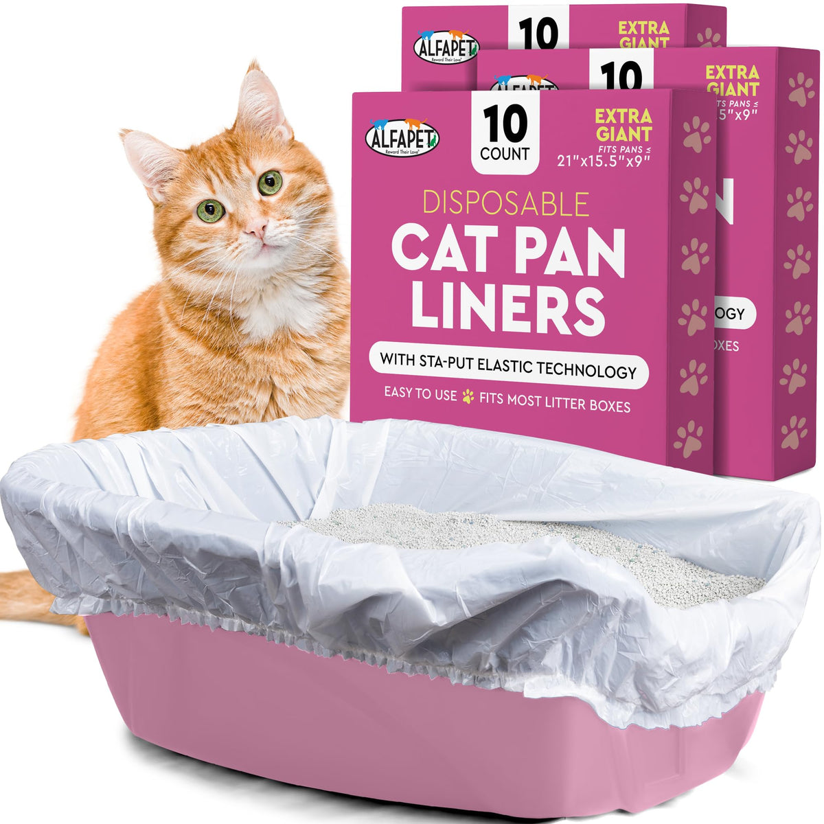 Alfapet elastic liner for extra-giant pans provides secure fit and mess control