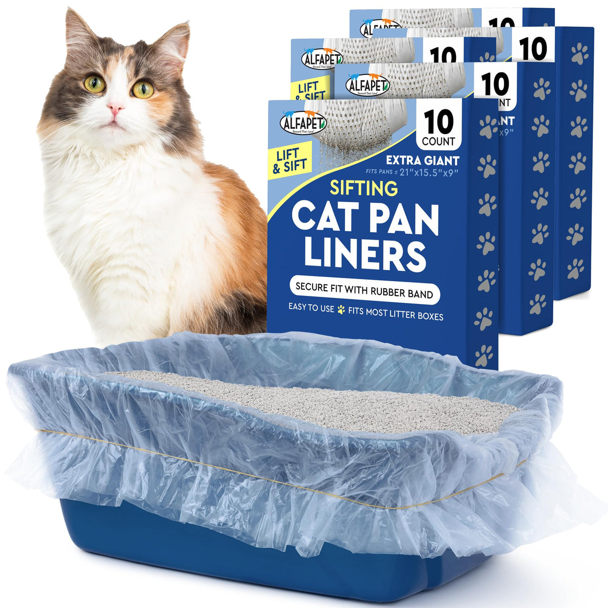 Alfapet extra giant liners laid flat to fit large litter pans.