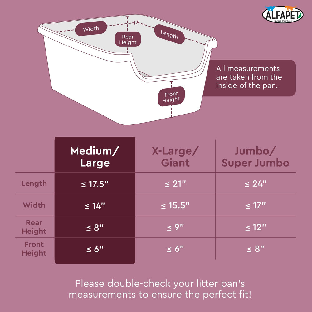 Large Alfapet liner sized 31x17 inches for medium to large pans.