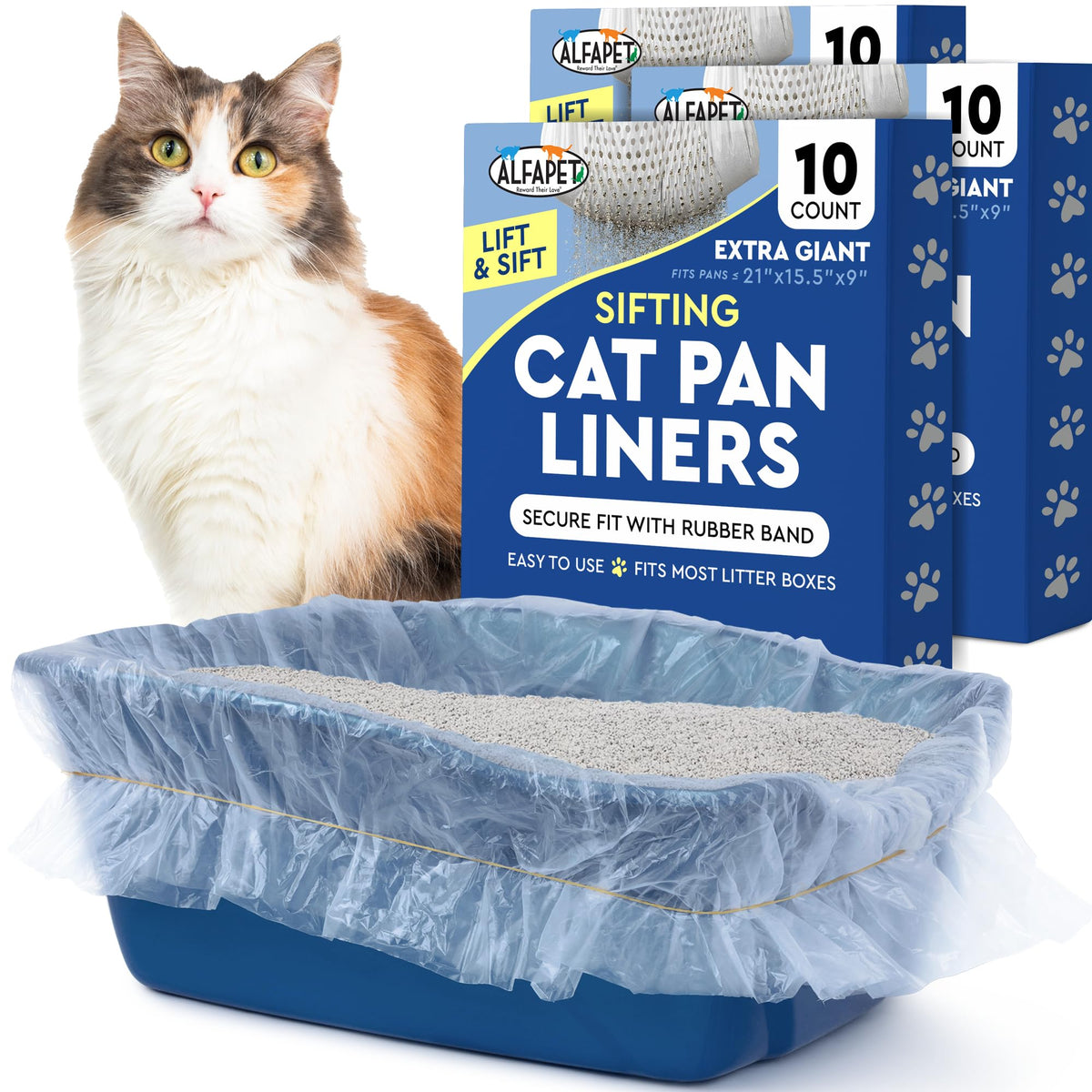 Alfapet Original Sifting Liners with solid liner bottom for easy cleanup.