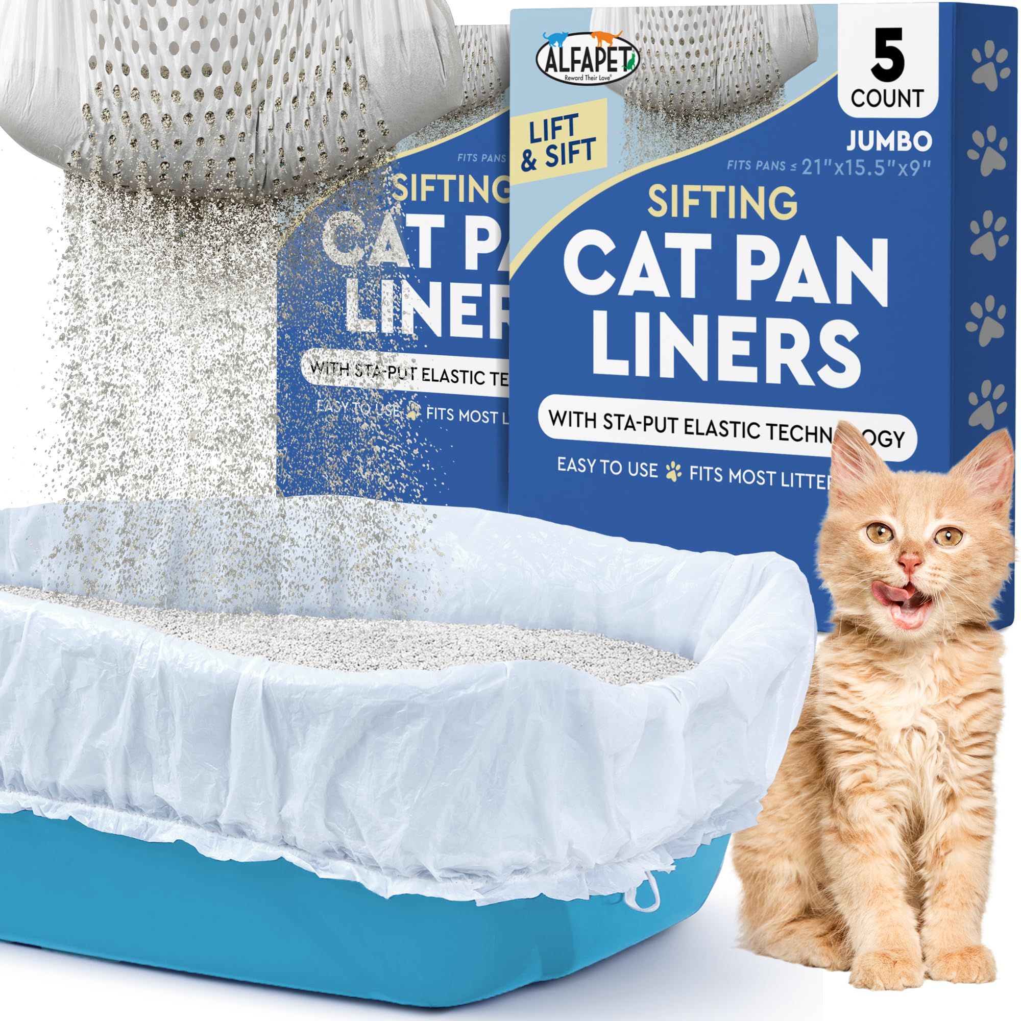 Alfapet sifting liner for jumbo pan supports easy cleanups.