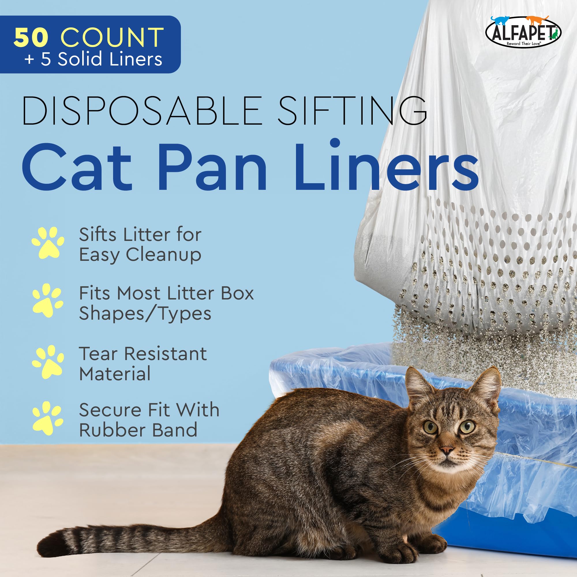 Alfapet solid bottom liner provides a secure base for stability.