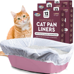 Alfapet Sta-Put elastic liner secures to the litter pan for mess-free disposal.