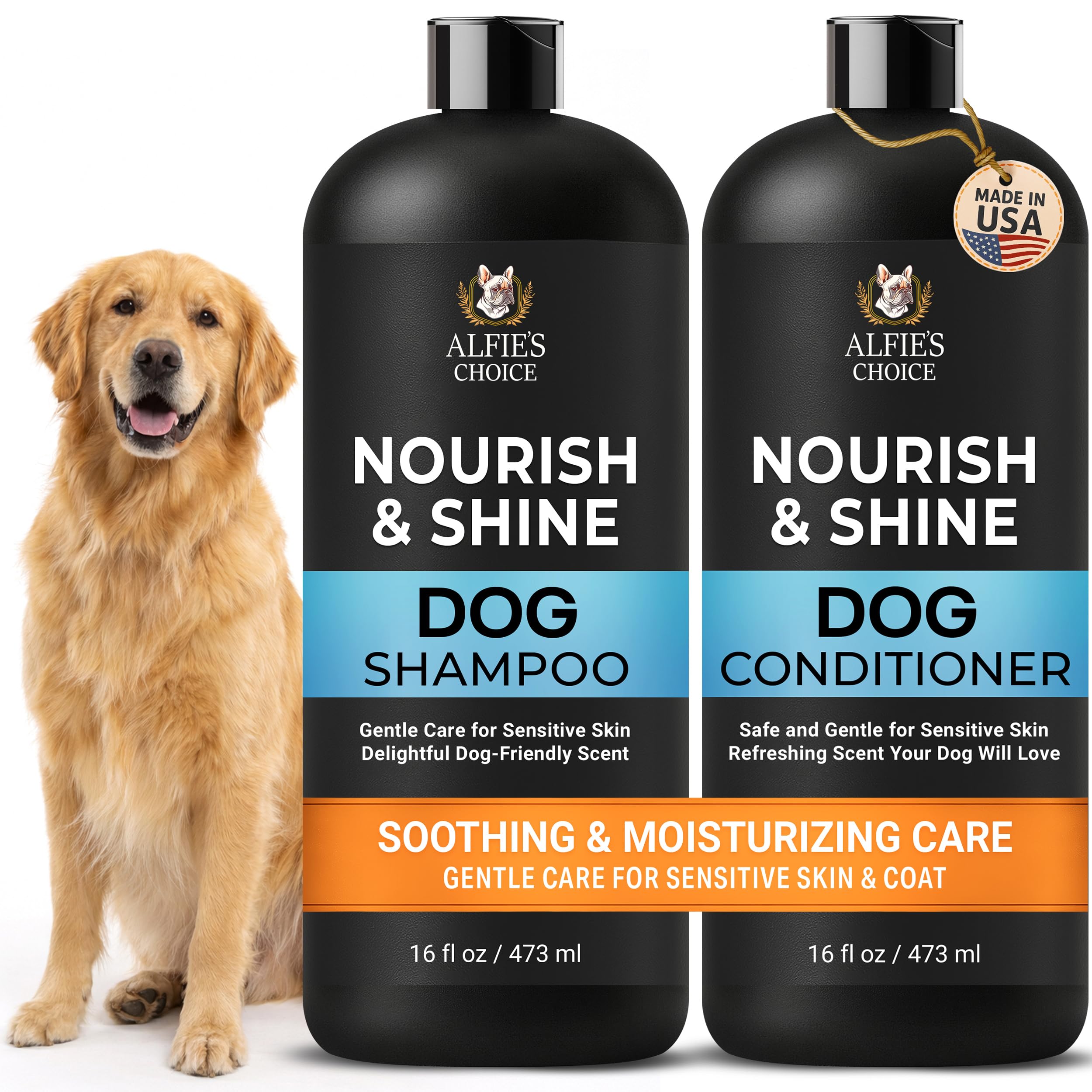 ALFIE'S CHOICE dog shampoo lavender rosemary bottle nourishes coat and soothes sensitive skin