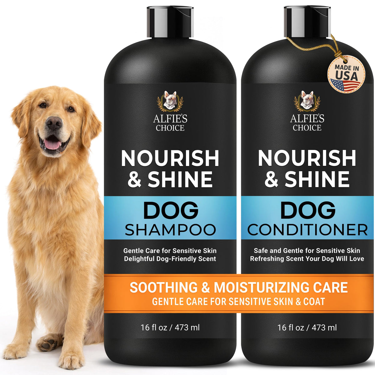 ALFIE'S CHOICE dog shampoo lavender rosemary bottle nourishes coat and soothes sensitive skin