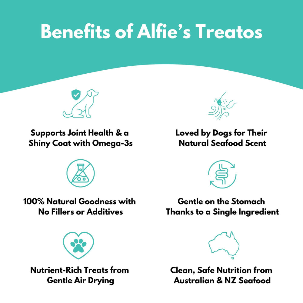 ALFIE'S TREATOS sealed bag emphasizes freshness and convenience
