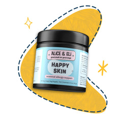 Alice and Eli Happy Skin dog portrait illustrating soft skin comfort during seasonal changes.