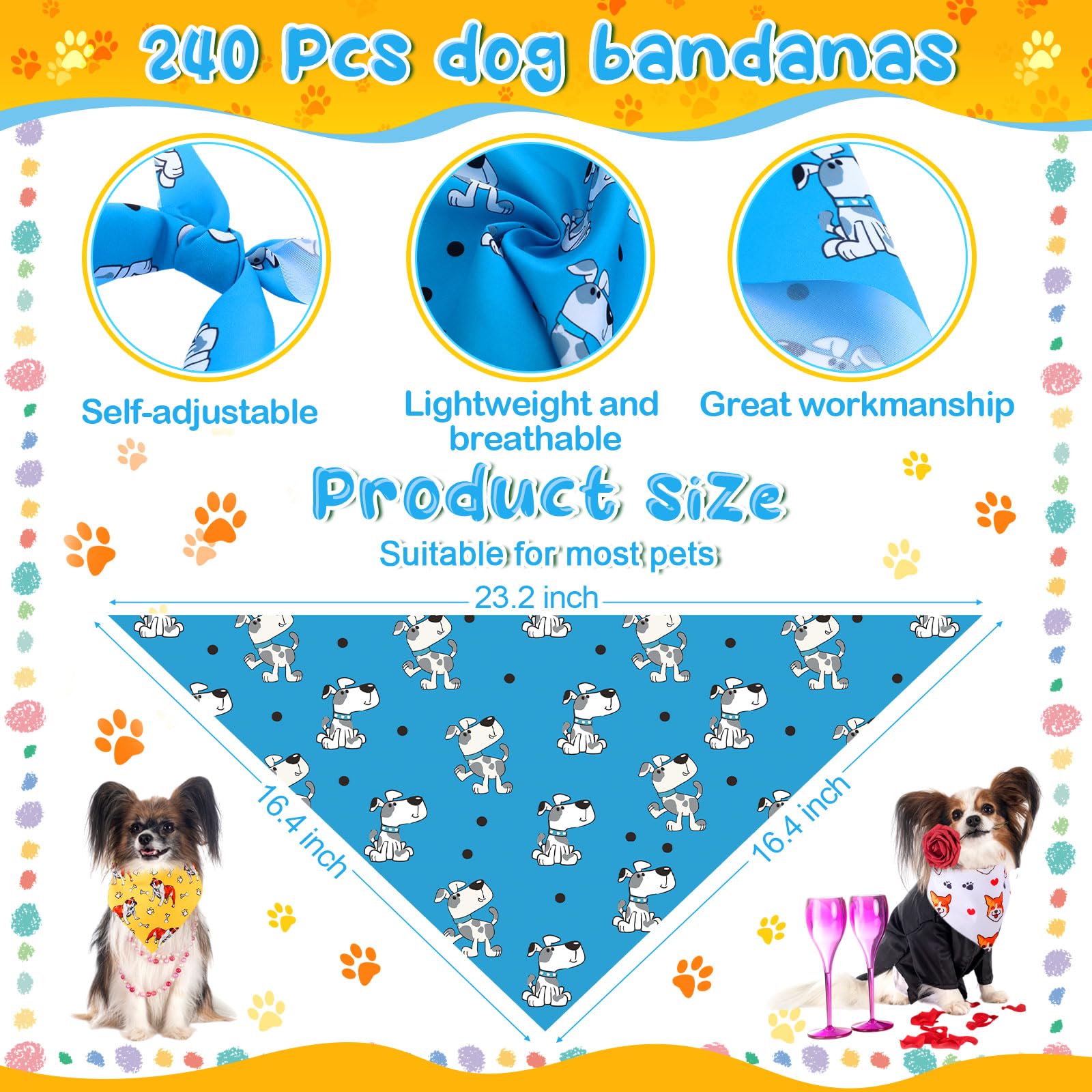 Aliceset 240-count bulk bandana pack for grooming, shelters, and group events.