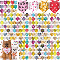 Aliceset paw-print bandana bulk set adds festive style to small dogs.