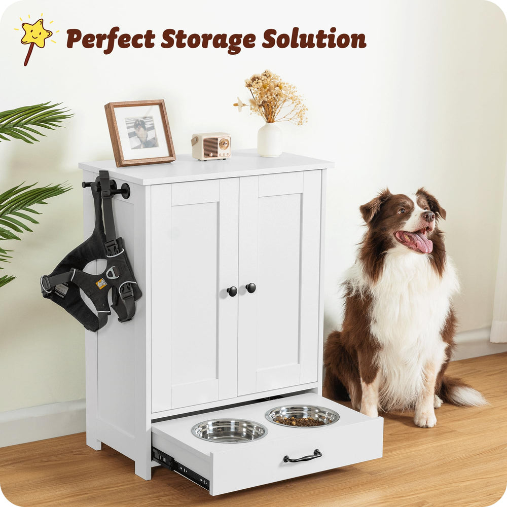 ALINE FURNITURE raised dog bowls provide comfortable dining height for pets.