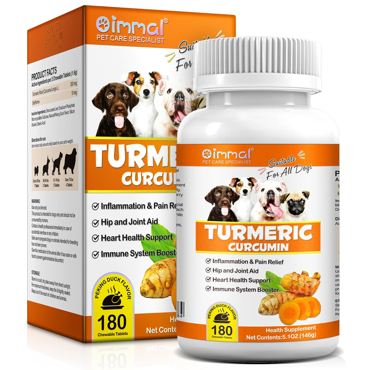 ALIVO Turmeric for Dogs bottle with 180 tablets supports joint comfort and digestion.