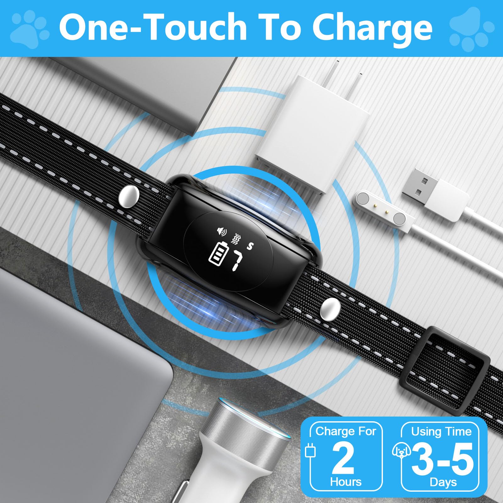 ALKD Bark Collar Rechargeable Battery charges quickly for daily use