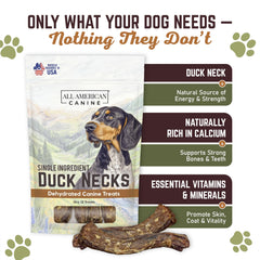 All American Canine duck neck treats texture close-up showcases natural, protein-rich chew.