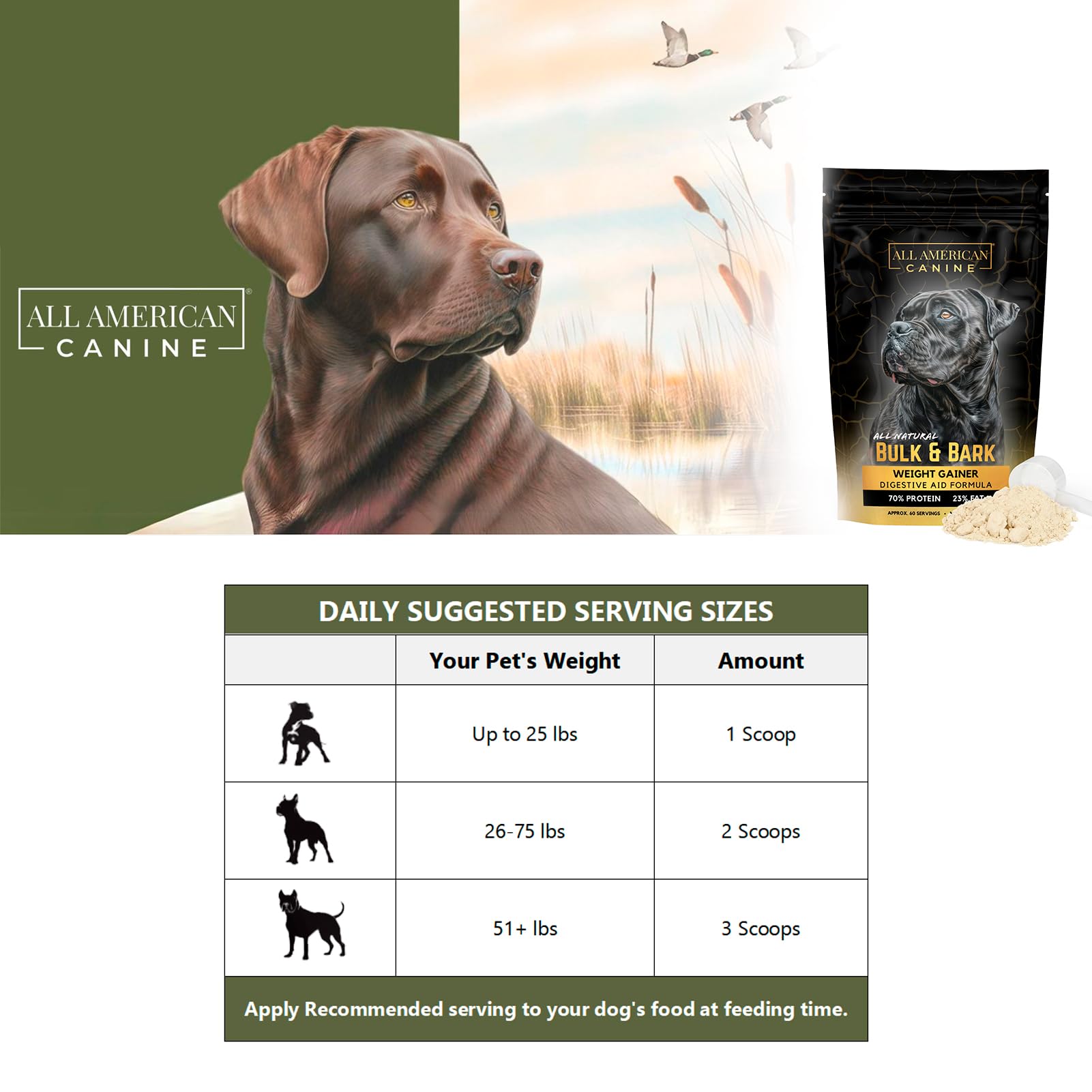 All American Canine powdered beef broth flavor enhances palatability
