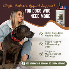 Pouring All American Canine Weight Gainer into a bowl for meals.