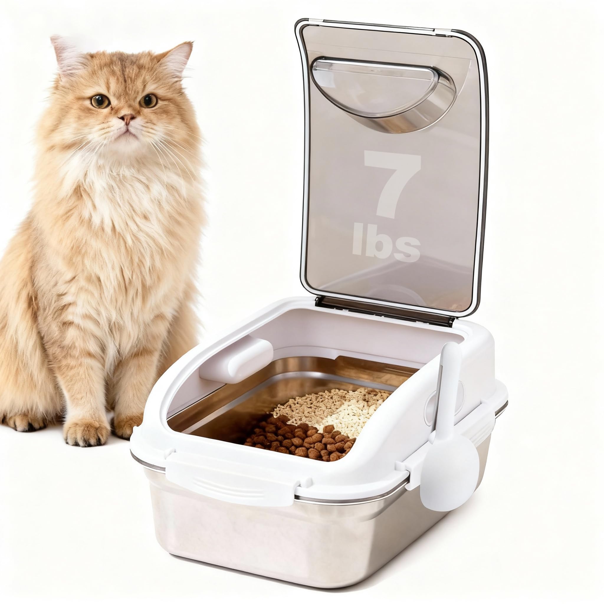 All For Paws 304 stainless steel container with lid preserves dry dog food freshness.