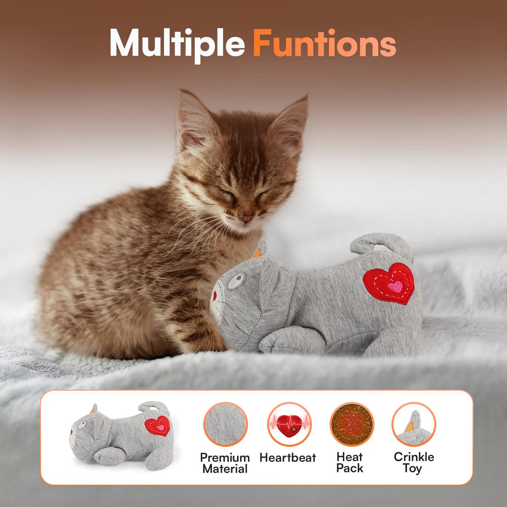 ALL FOR PAWS AFP Heartbeat Cat Toy in use with a cat snuggling for comfort.