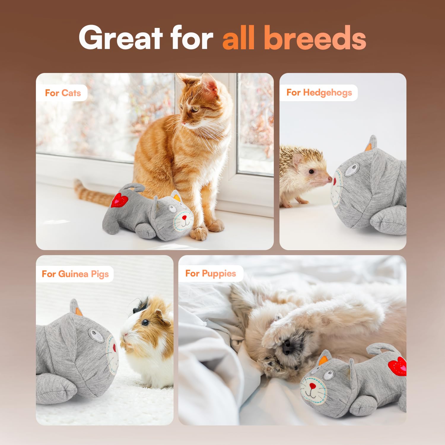ALL FOR PAWS AFP Heartbeat Cat Toy soft plush perfect for naps and quiet time.