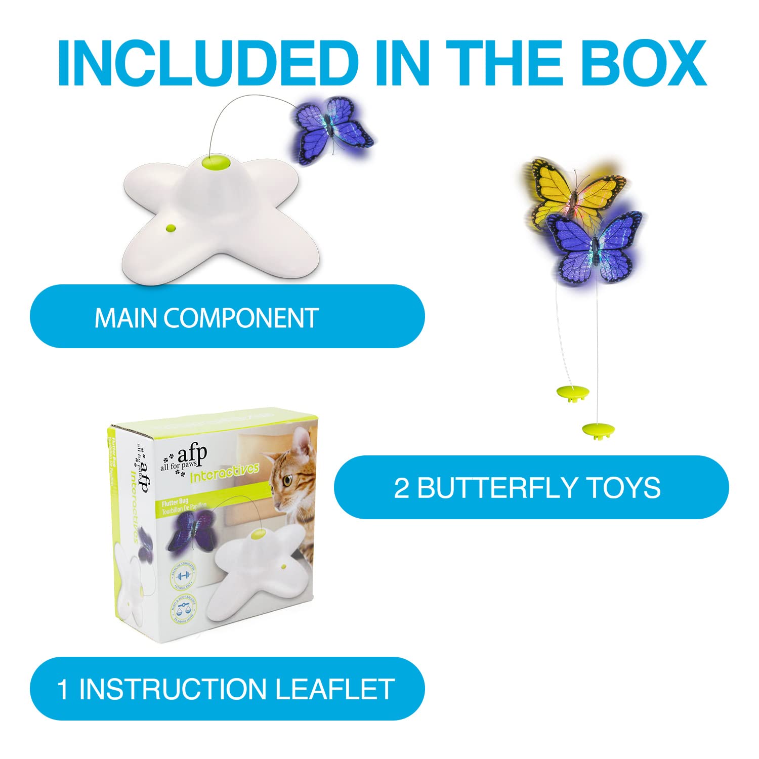 ALL FOR PAWS AFP fluttering butterfly toy sparks natural predatory play.