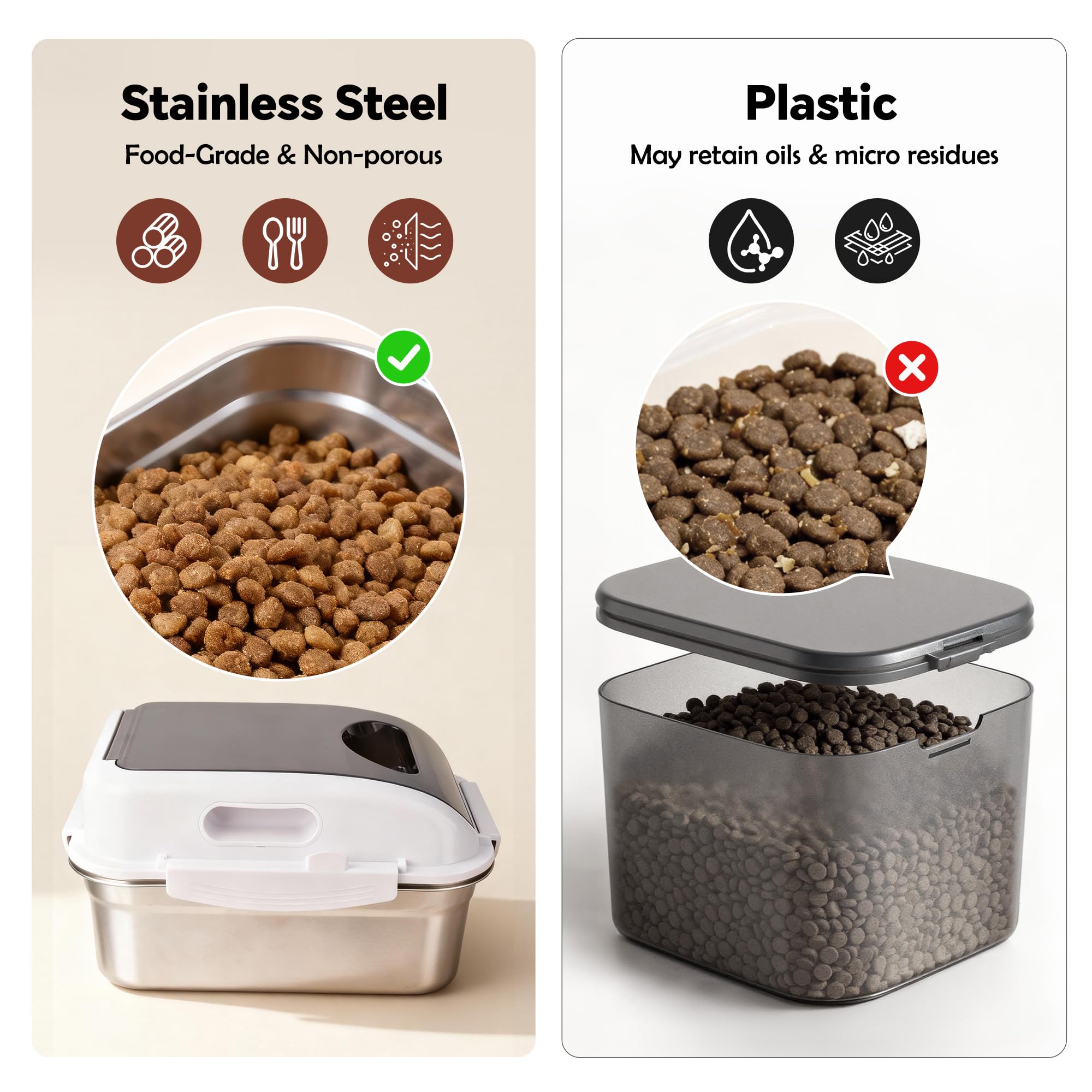All For Paws airtight food storage container keeps cat food dry and odor-free.