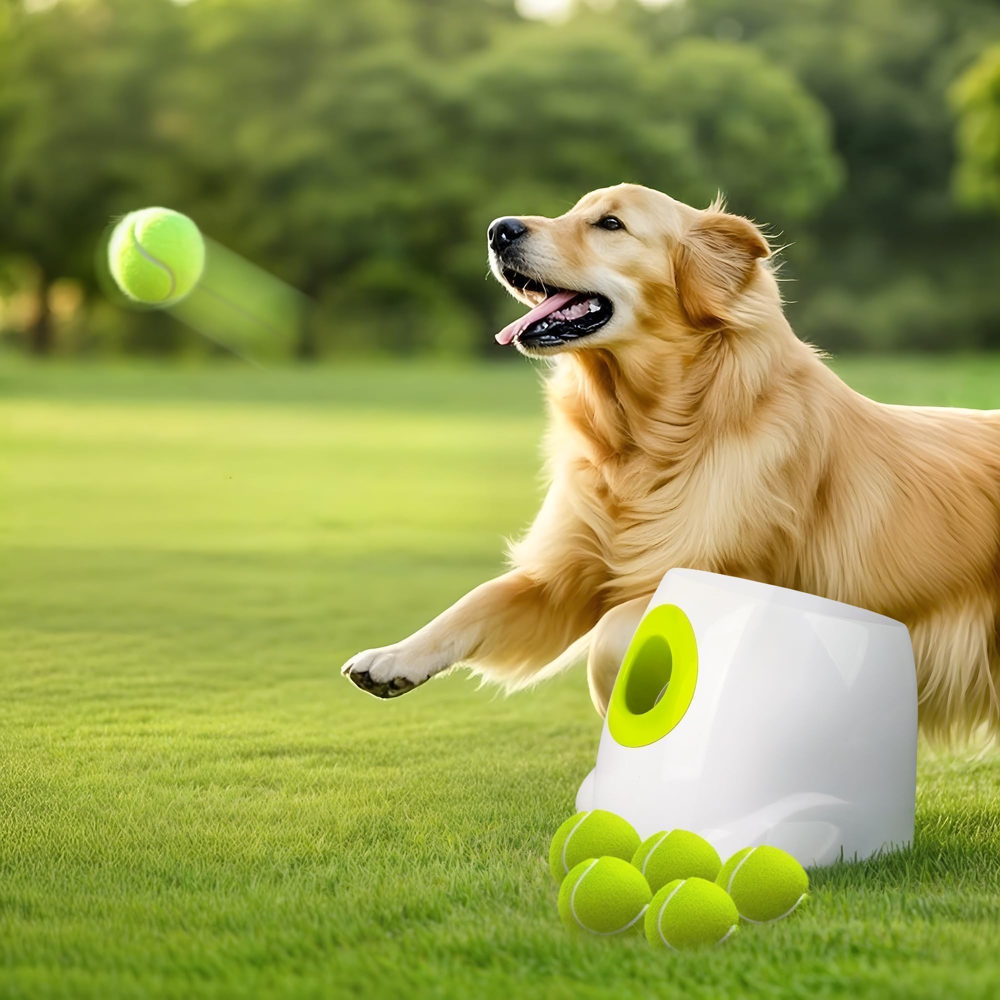 All For Paws automatic-dog-ball-launcher front view, ready for effortless outdoor fetch.