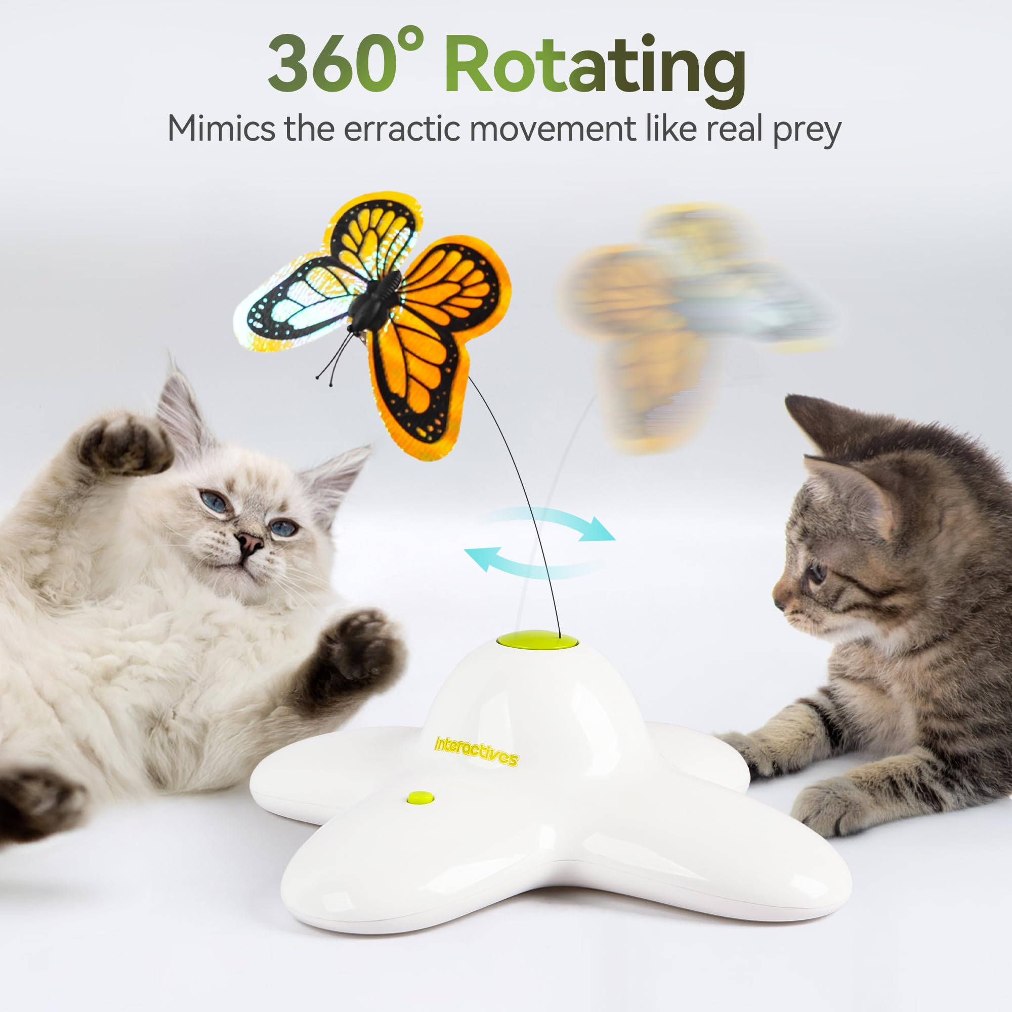 ALL FOR PAWS butterfly teaser easy-attach design enables quick setup for spontaneous play