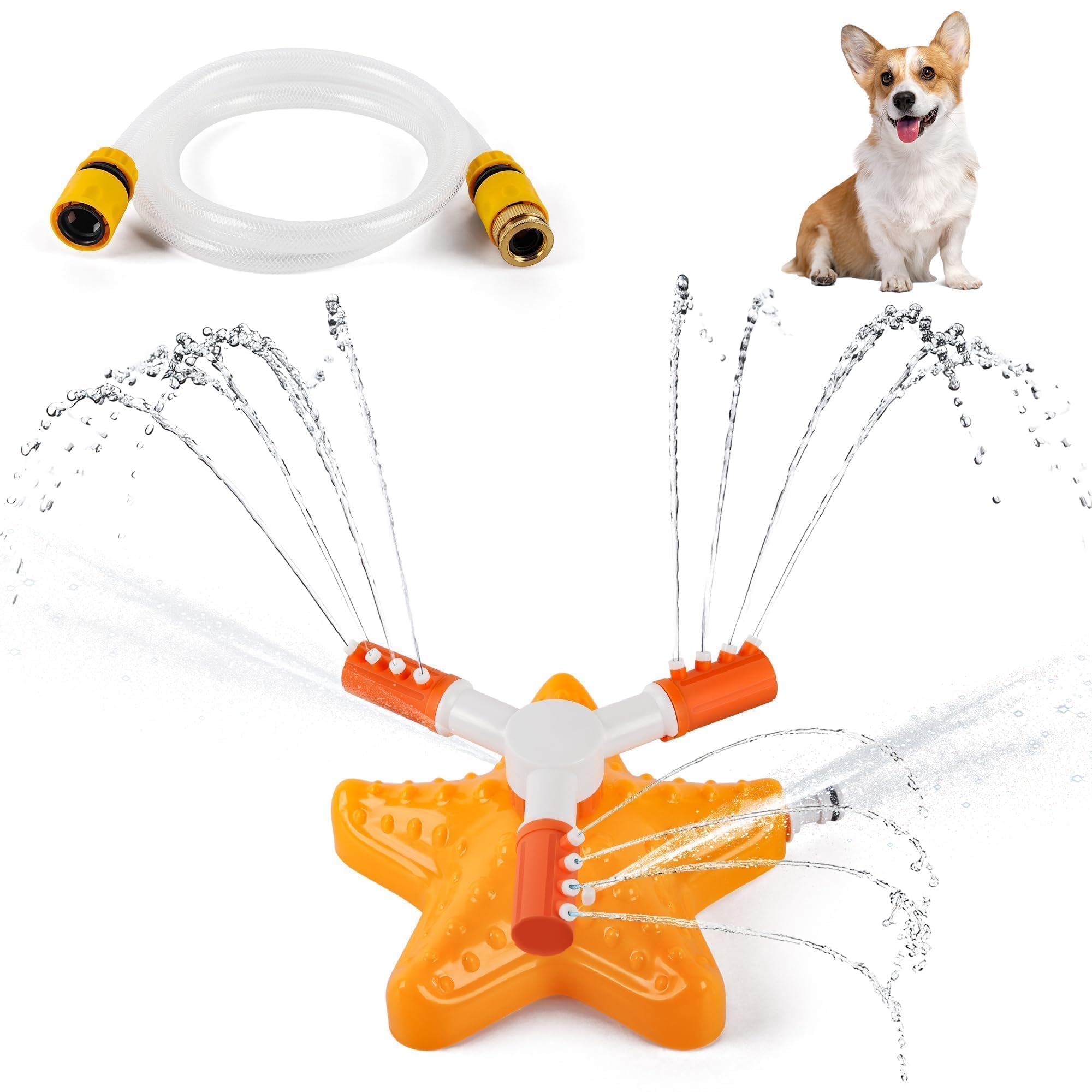 ALL FOR PAWS dog water fountain with 360° rotation for outdoor play