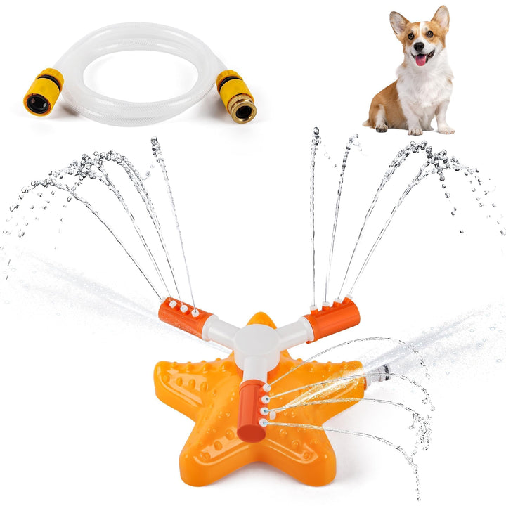 ALL FOR PAWS dog water fountain with 360° rotation for outdoor play