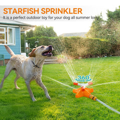 ALL FOR PAWS ground stakes securing the sprinkler during play