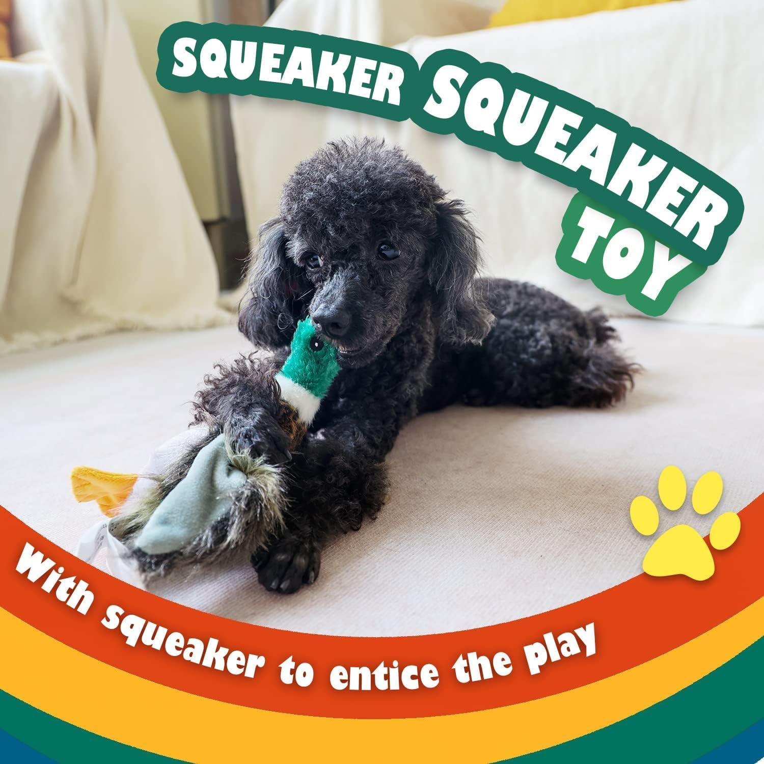 ALL FOR PAWS Duck Squeaky Dog Toy plush chew option ideal for dog lovers gifting