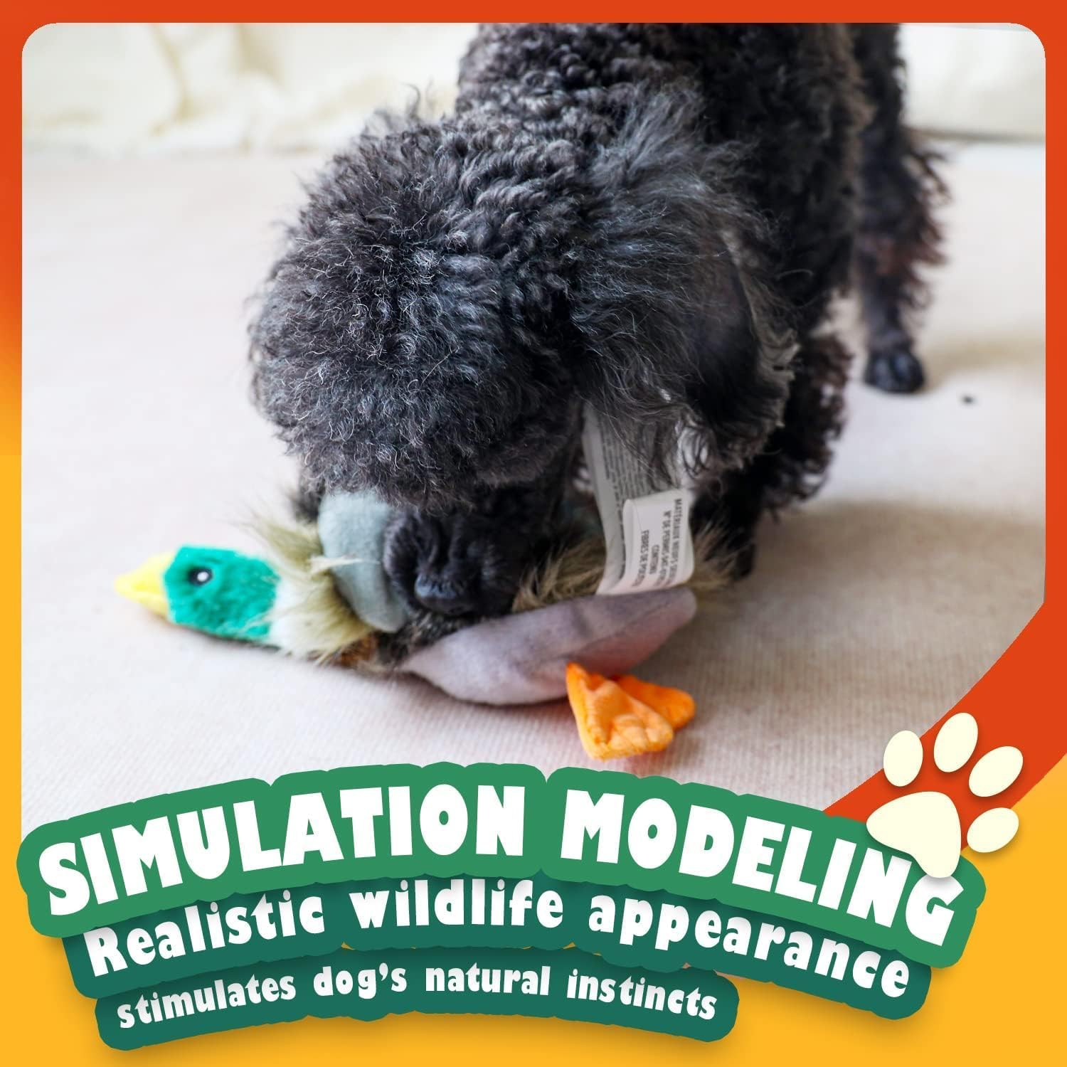 ALL FOR PAWS Duck Squeaky Dog Toy realistic design enhances play during indoor games