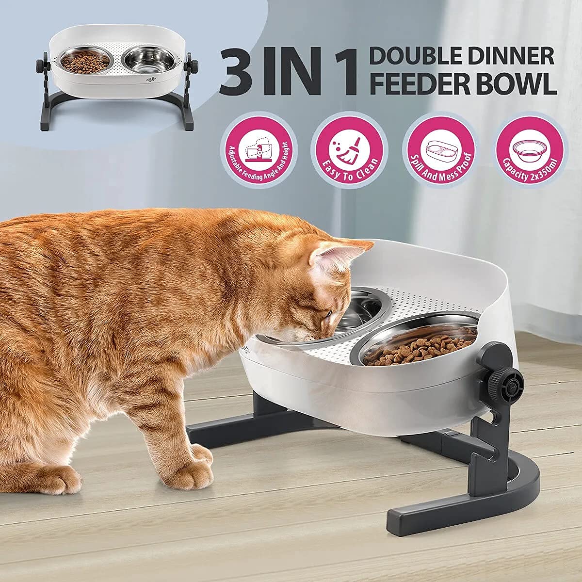 All for Paws elevated feeder stand assembled for multi-pet homes.