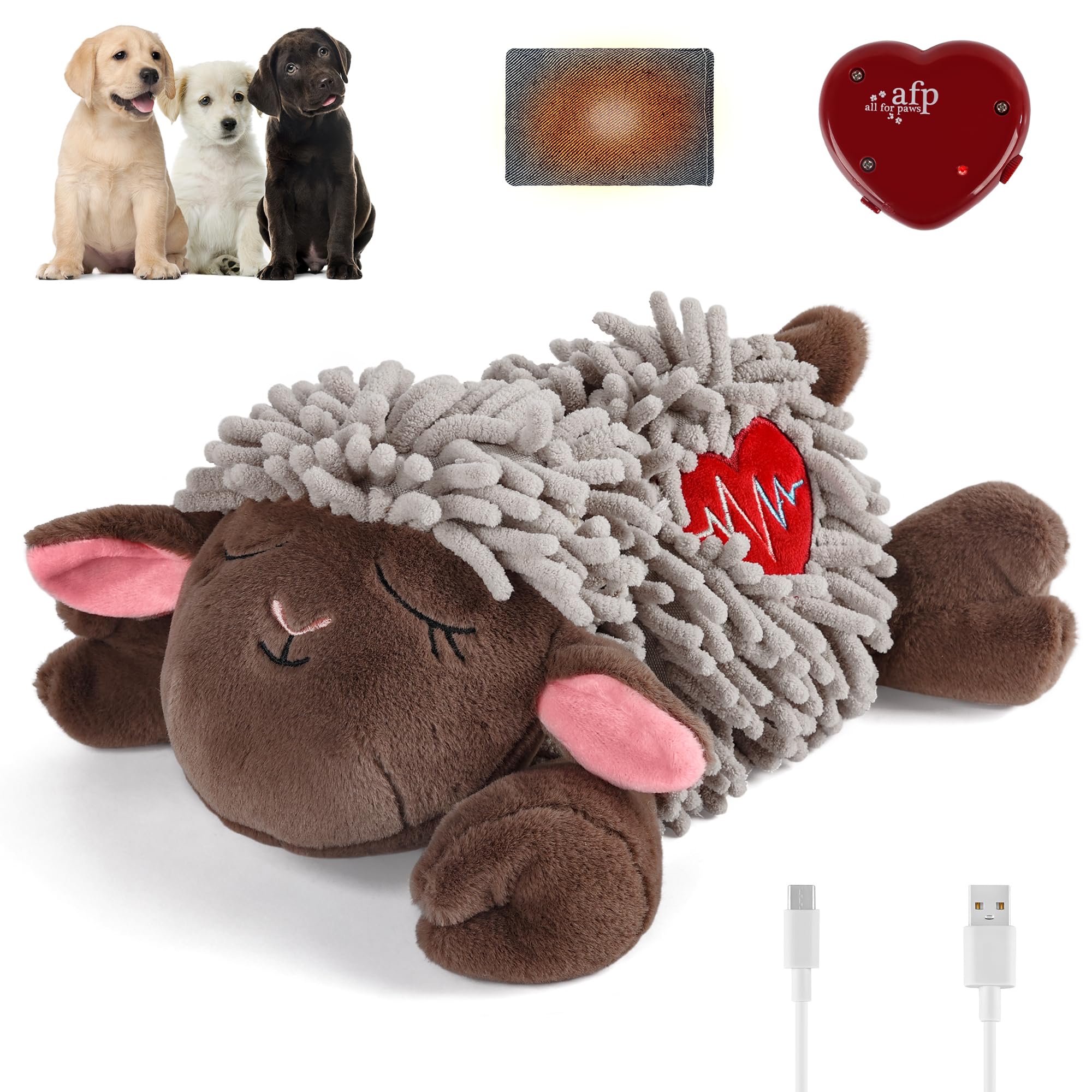 All For Paws Heartbeat Toy sleeping dog scene promotes calm and restful sleep.