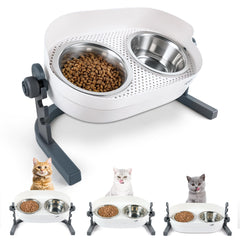 All for Paws height-adjustable cat elevated bowls front view for comfortable meals.