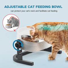 All for Paws height-adjustable cat elevated bowls side view showing sturdy stand.