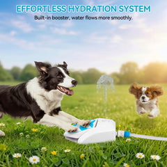 All For Paws outdoor dog drinking fountain in garden setup.