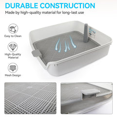 ALL FOR PAWS potty tray with perforated grate directs urine to pads underneath.