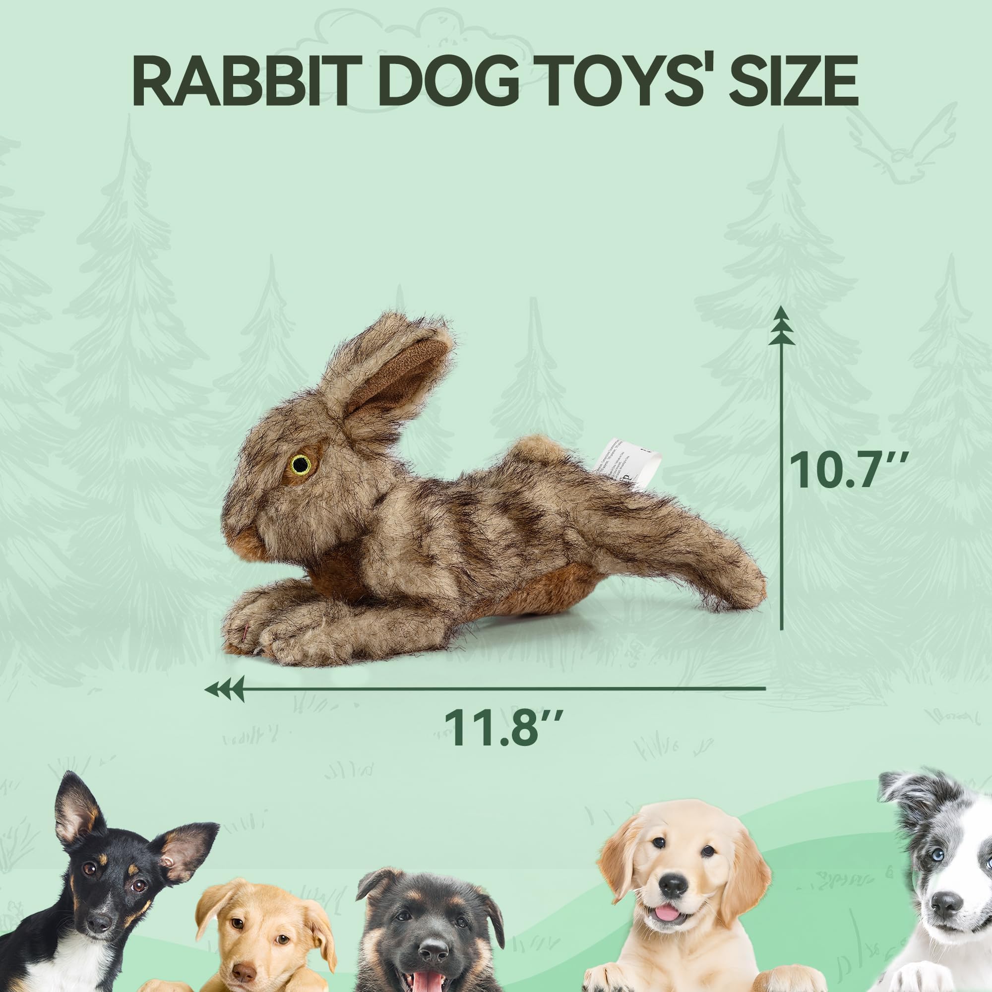 ALL FOR PAWS Rabbit Squeaky Doy Toy side view promotes interactive play