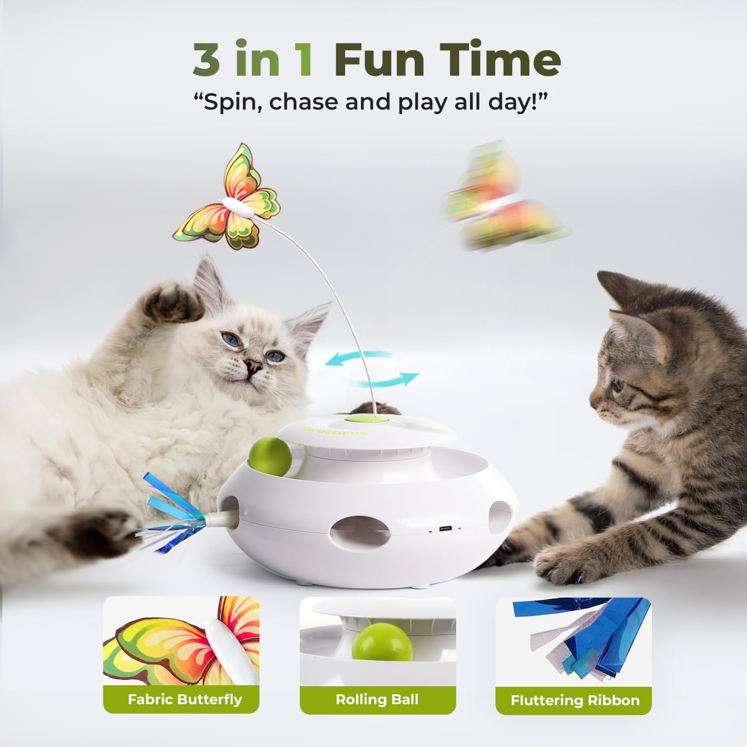 ALL FOR PAWS rolling-ball track captures your cat's chasing instincts for active play.