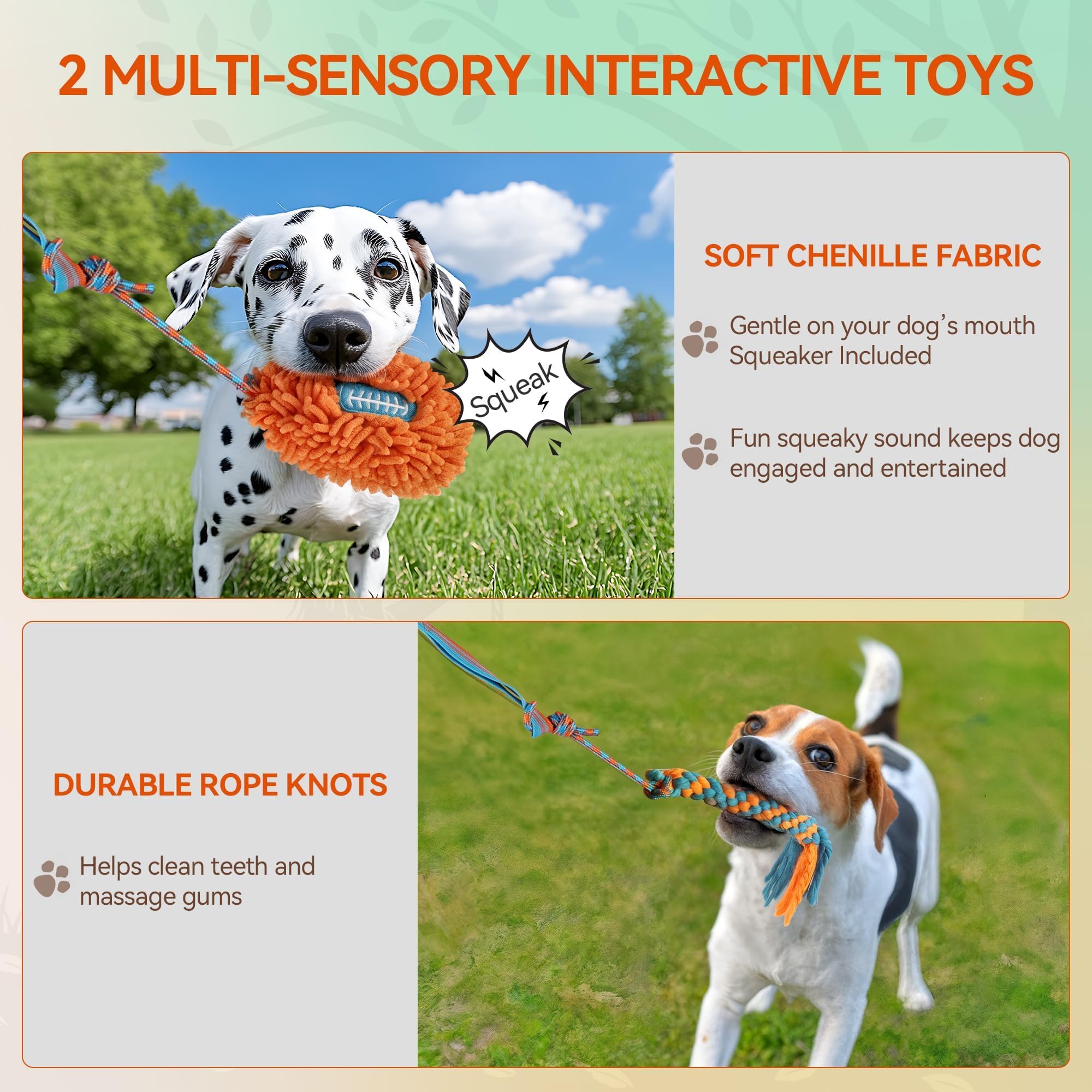 ALL FOR PAWS rope knots help clean teeth and massage gums during play.