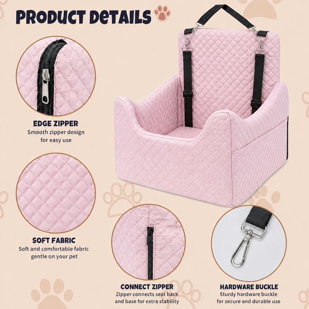 ALL GOOD PET SUPPLIES dog car seat fits back seat securely