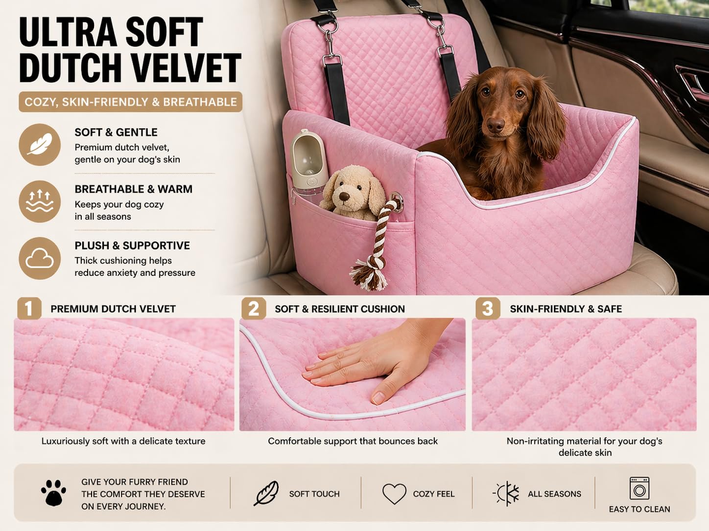 ALL GOOD PET SUPPLIES dog car seat with removable washable cover